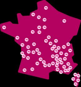 Carte de France avec 80 magasins