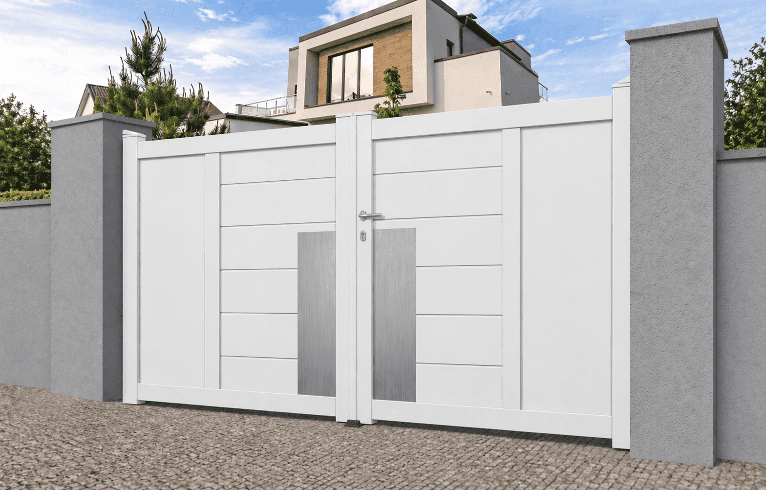 Portail battant aluminium plein alunox - Cers