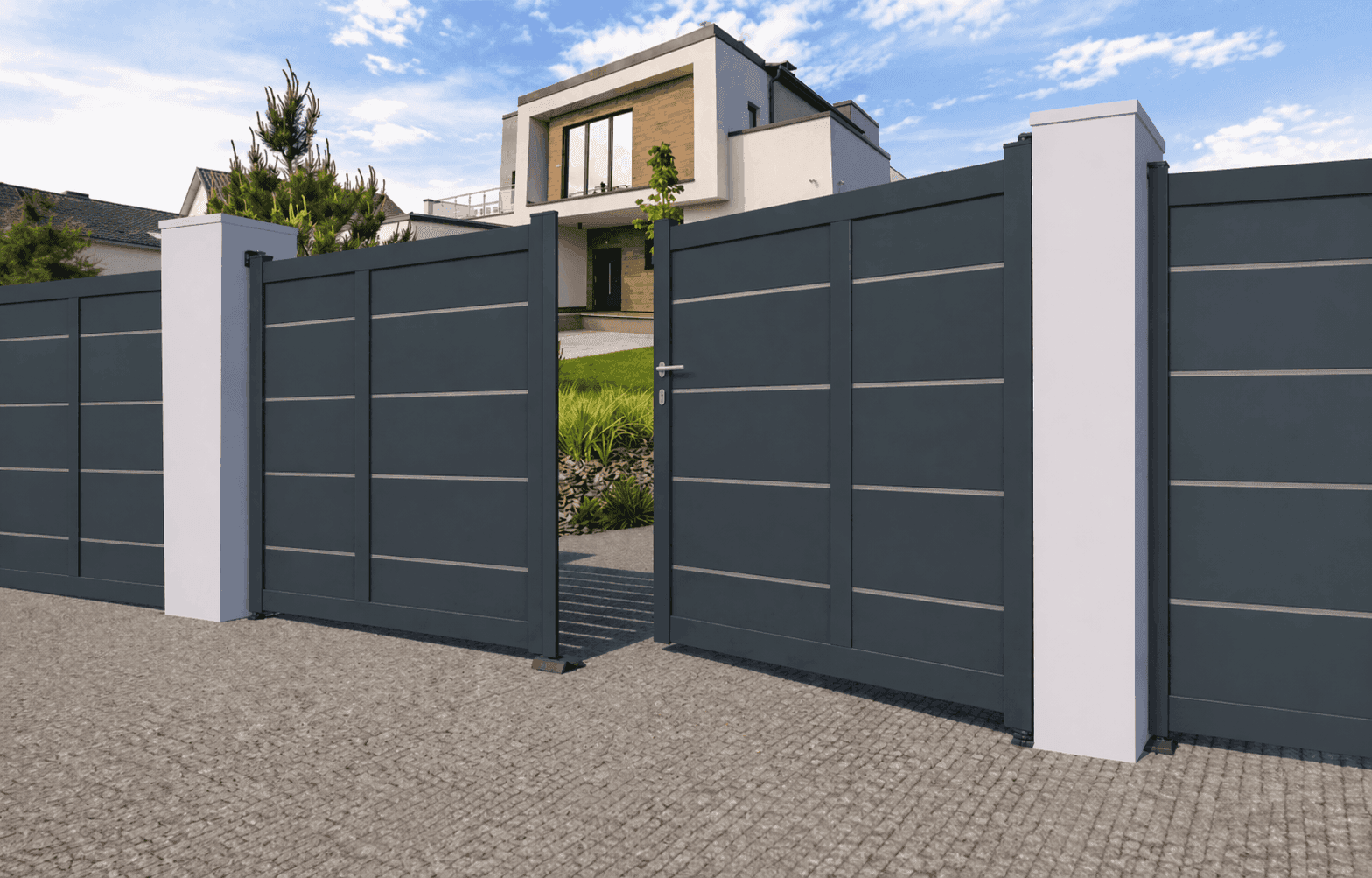 Portail battant aluminium décoratif - Soulaire