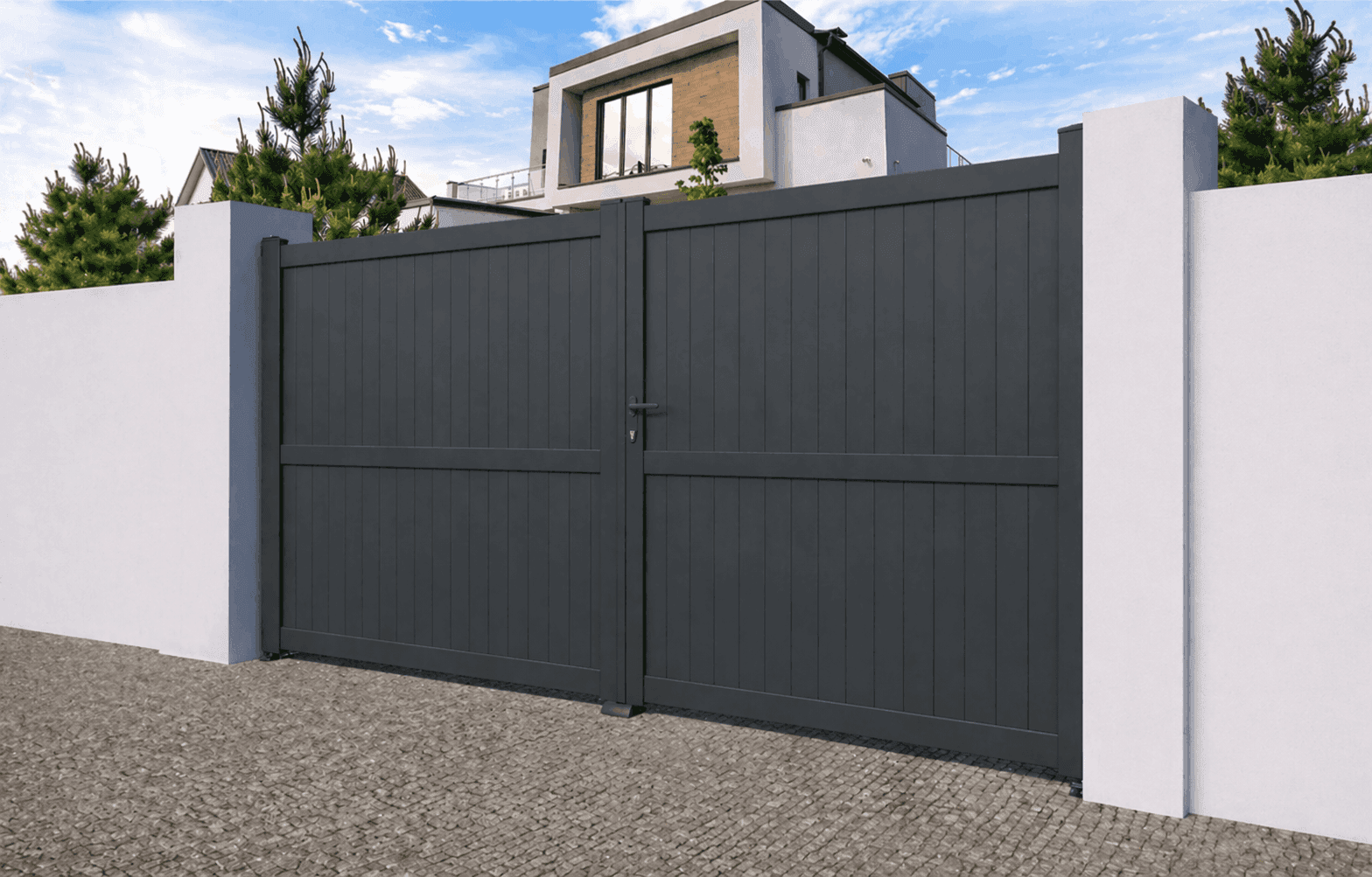 Portail battant aluminium manuel - Tramontane