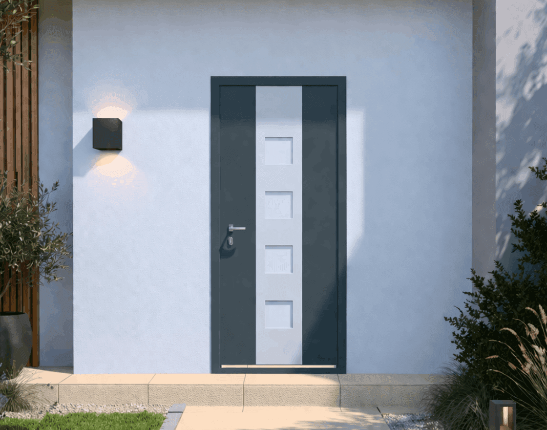 Porte d'entrée aluminium panneau vitré - Visio