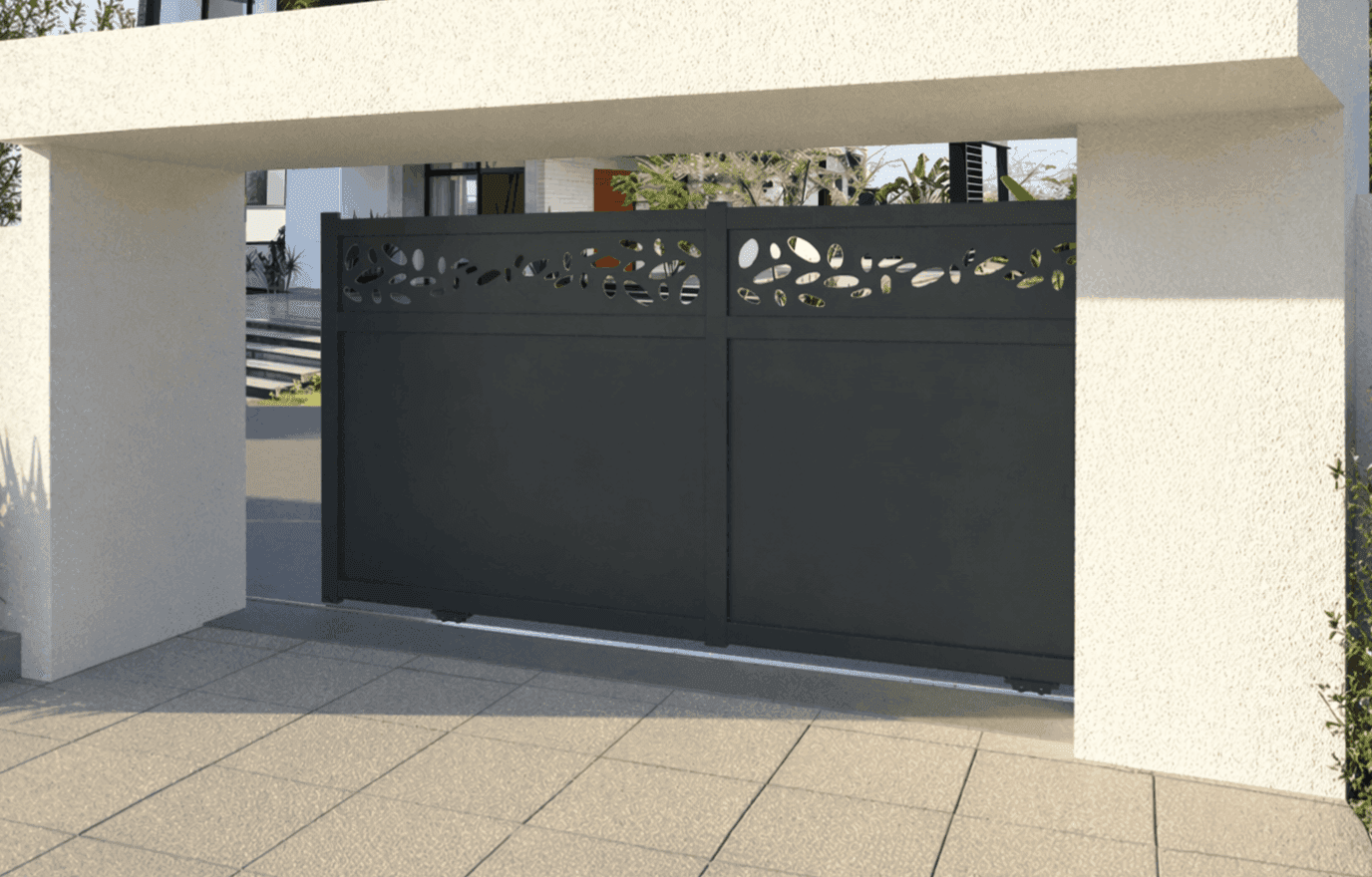 Portail coulissant aluminium décoratif - Marina