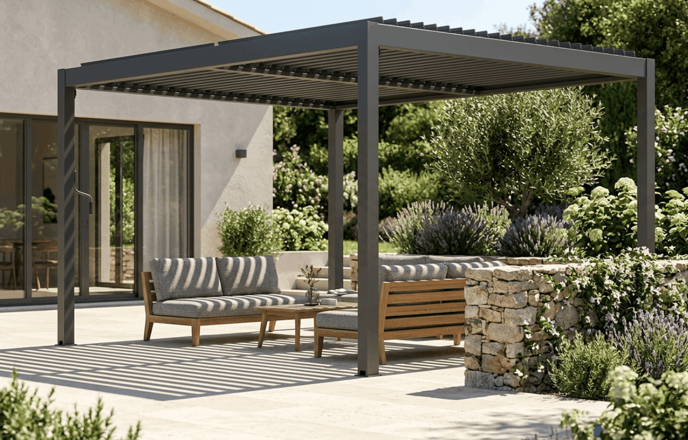 Pergola bioclimatique manuelle autoportante - Mercure