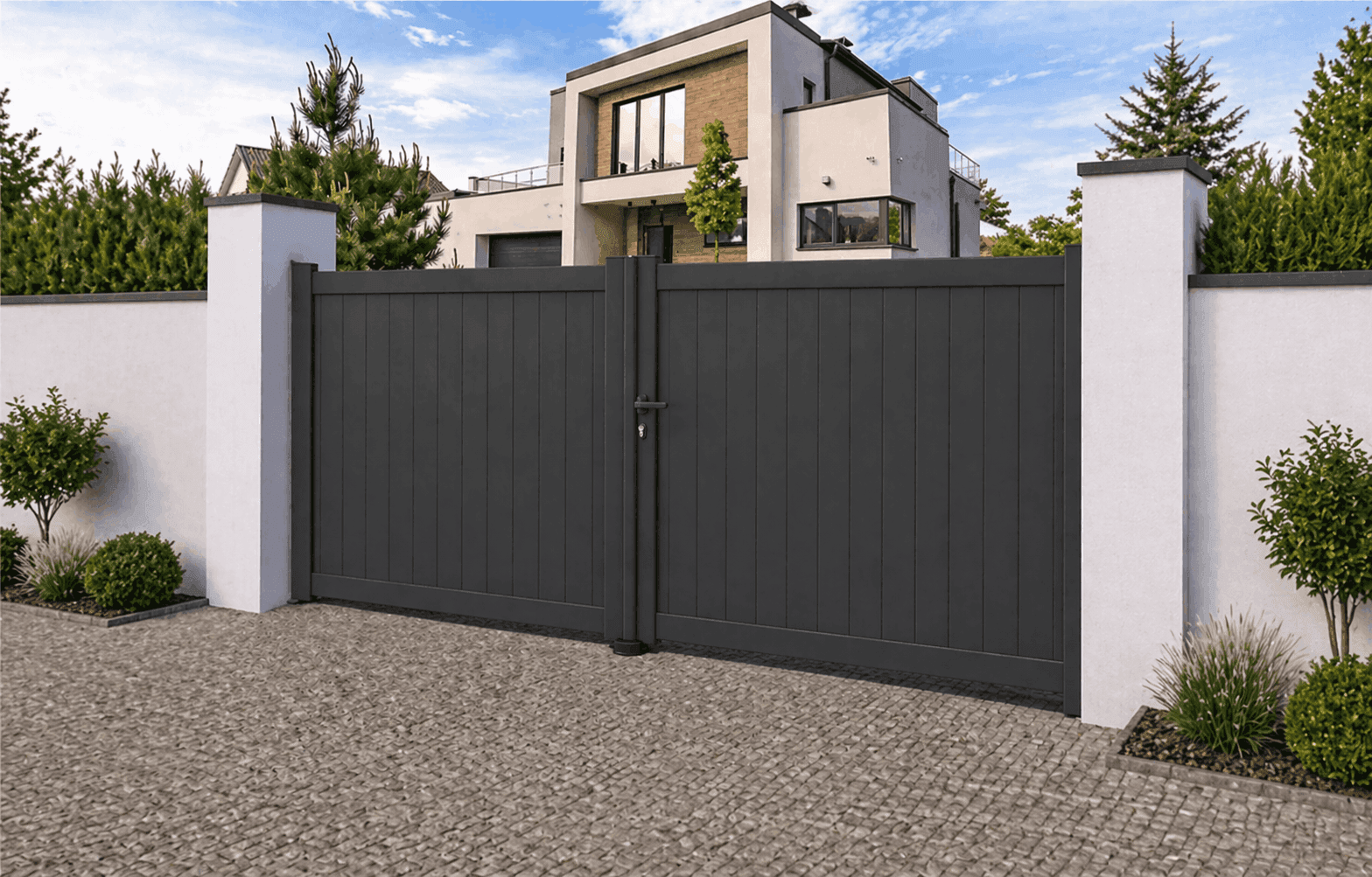 Portail battant aluminium manuel - Khasmin