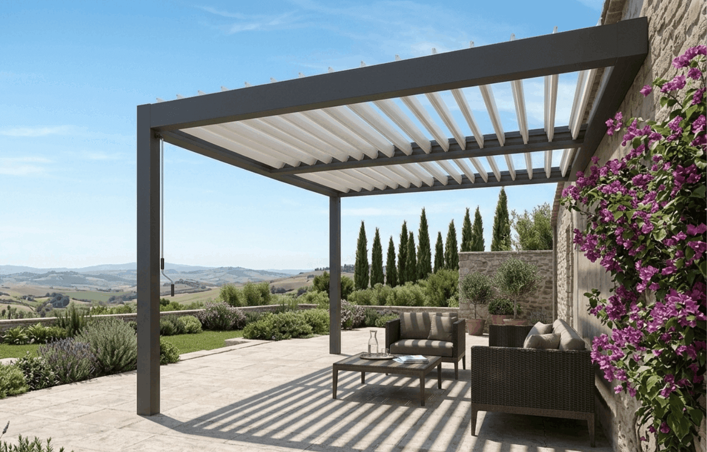 Pergola bioclimatique manuelle adossée - Mercure