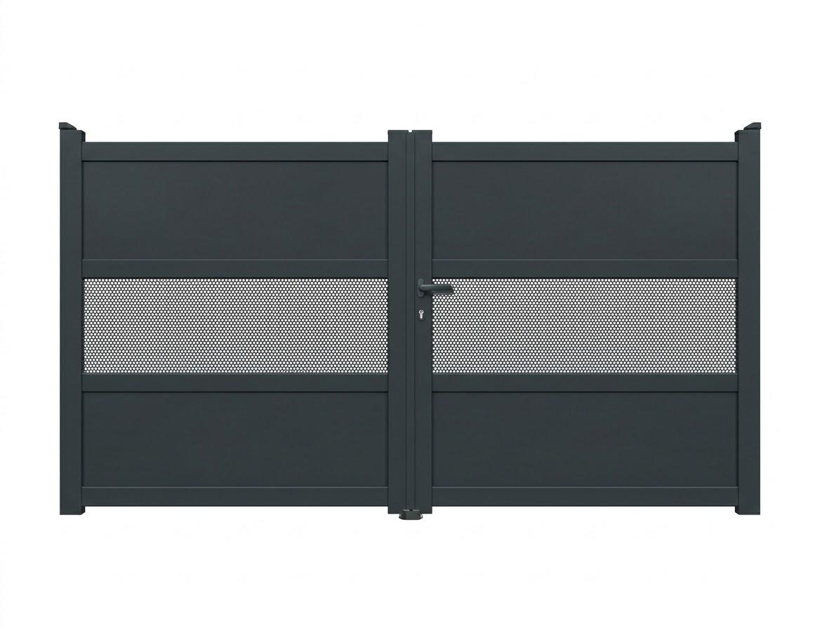 Portail battant aluminium semi-ajouré - Borée