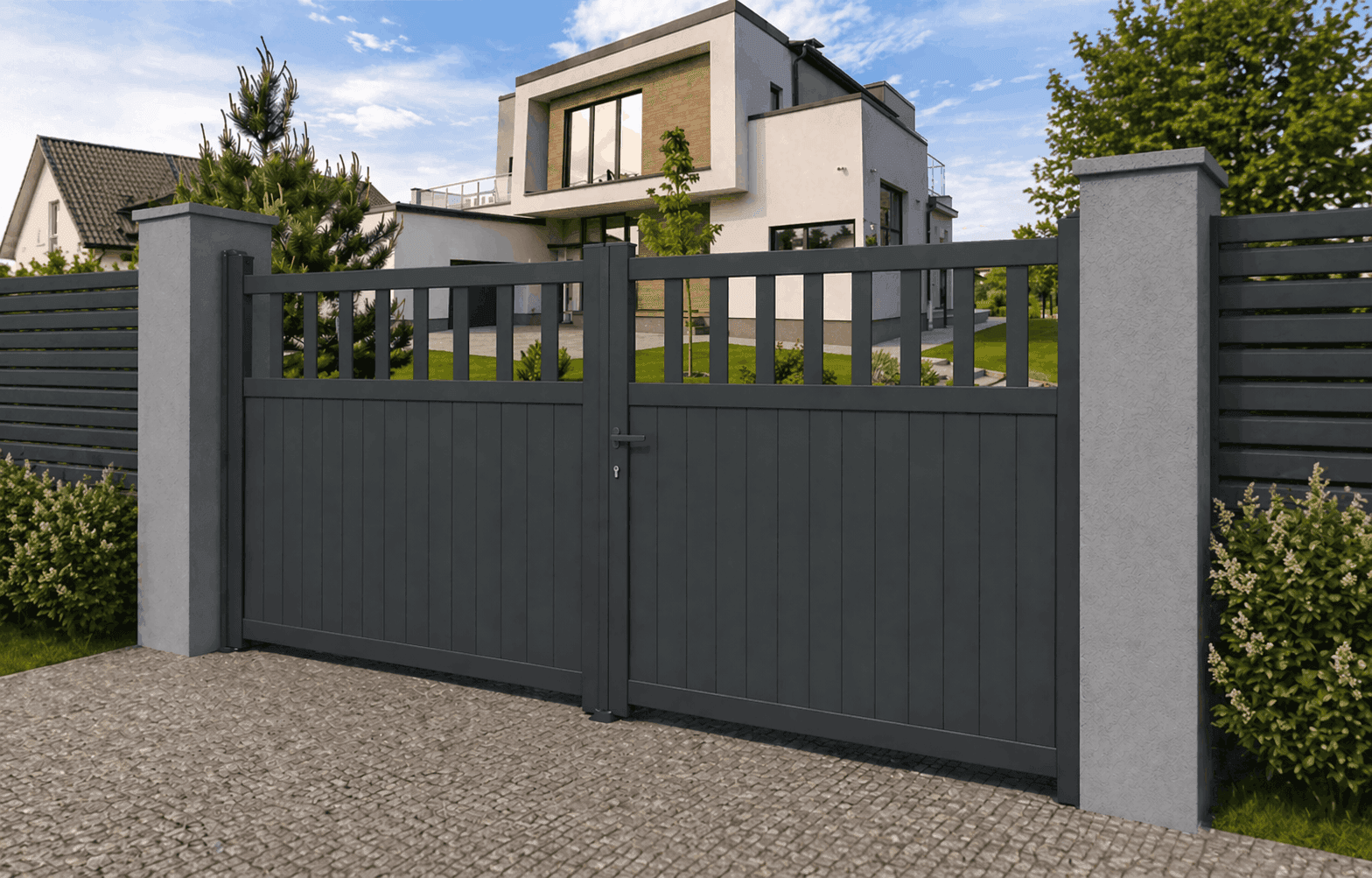 Portail battant aluminium manuel - Grec
