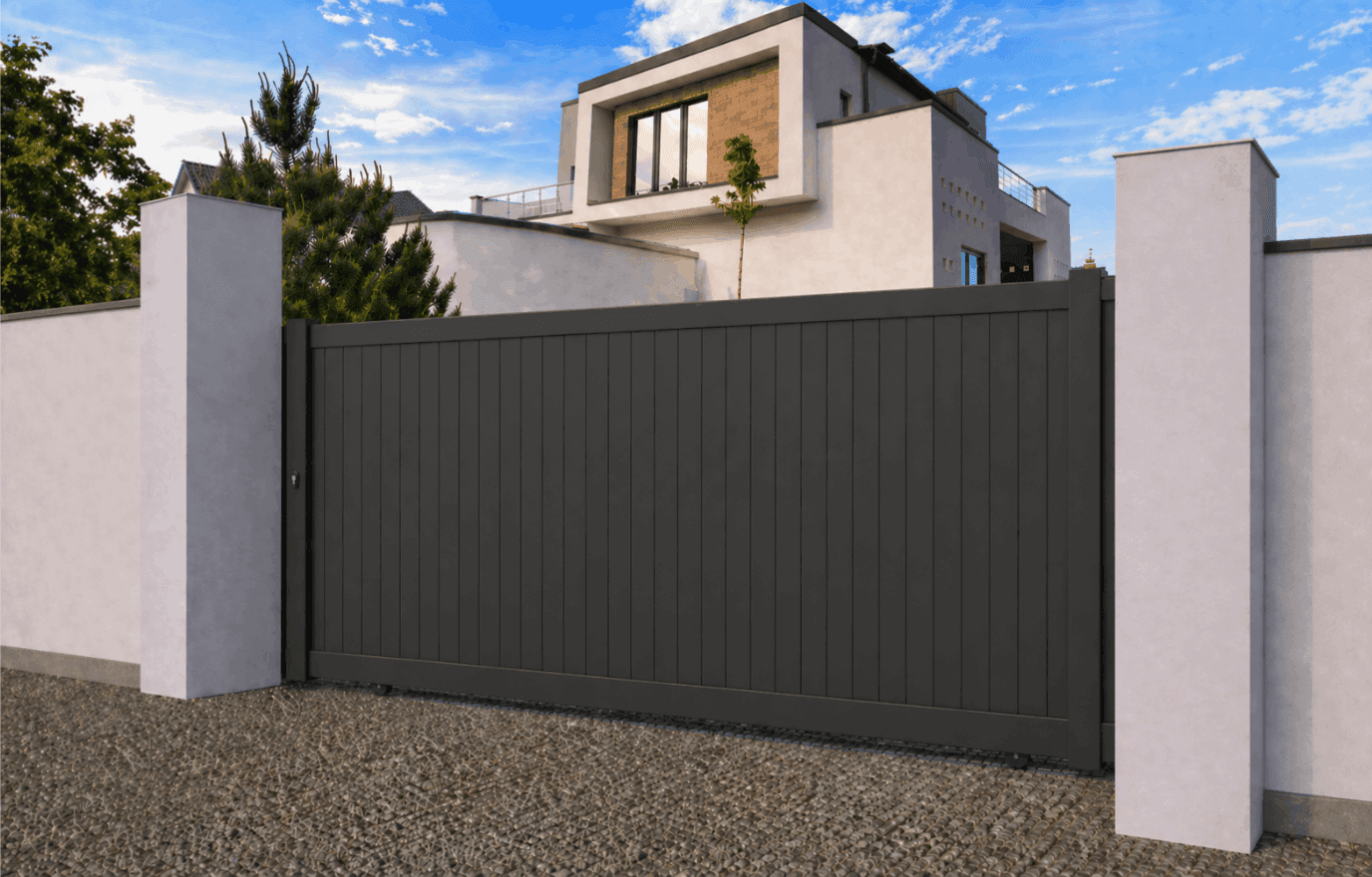 Portail coulissant aluminium manuel - Khasmin