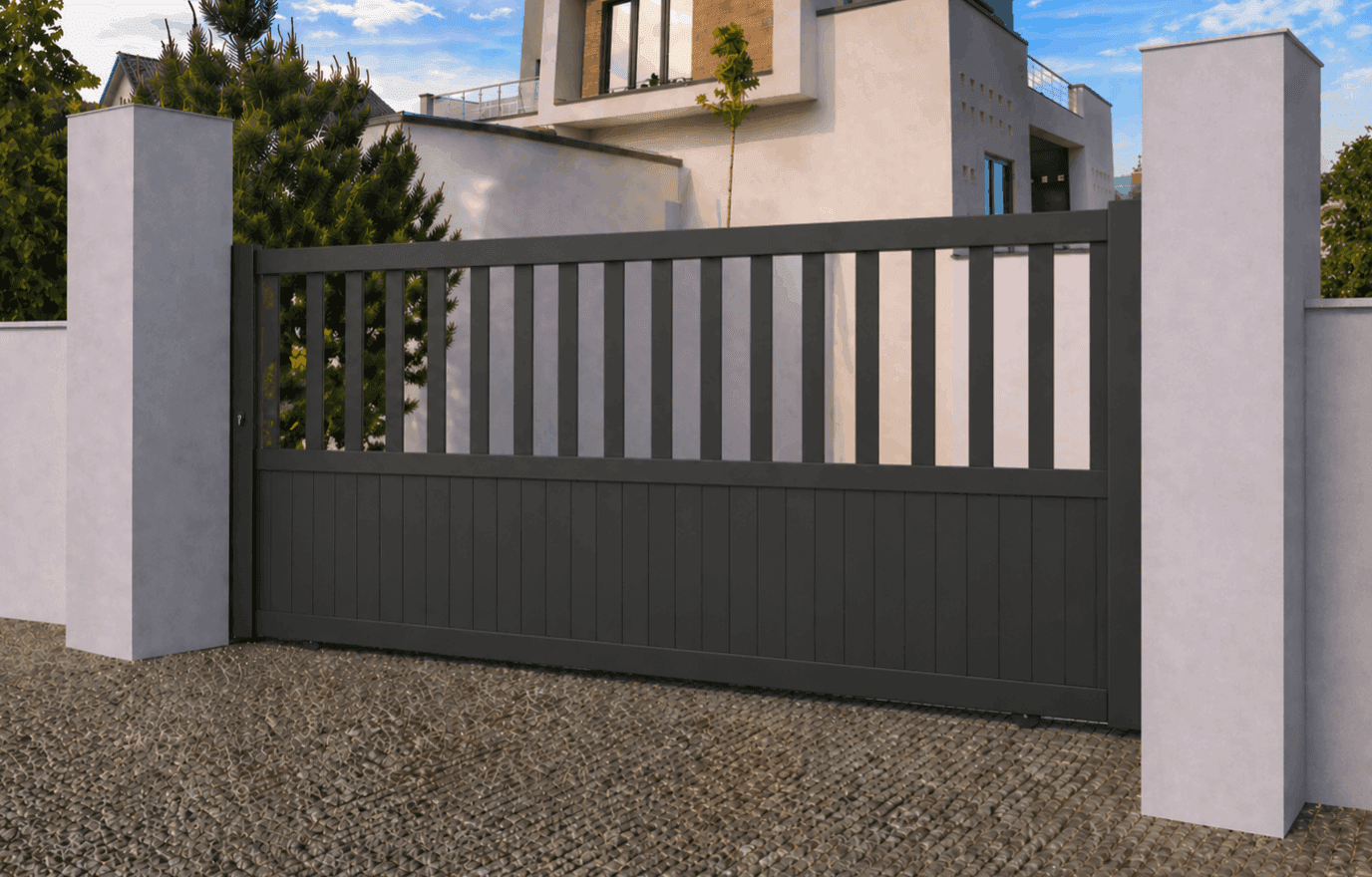 Portail coulissant aluminium manuel - Lombardie