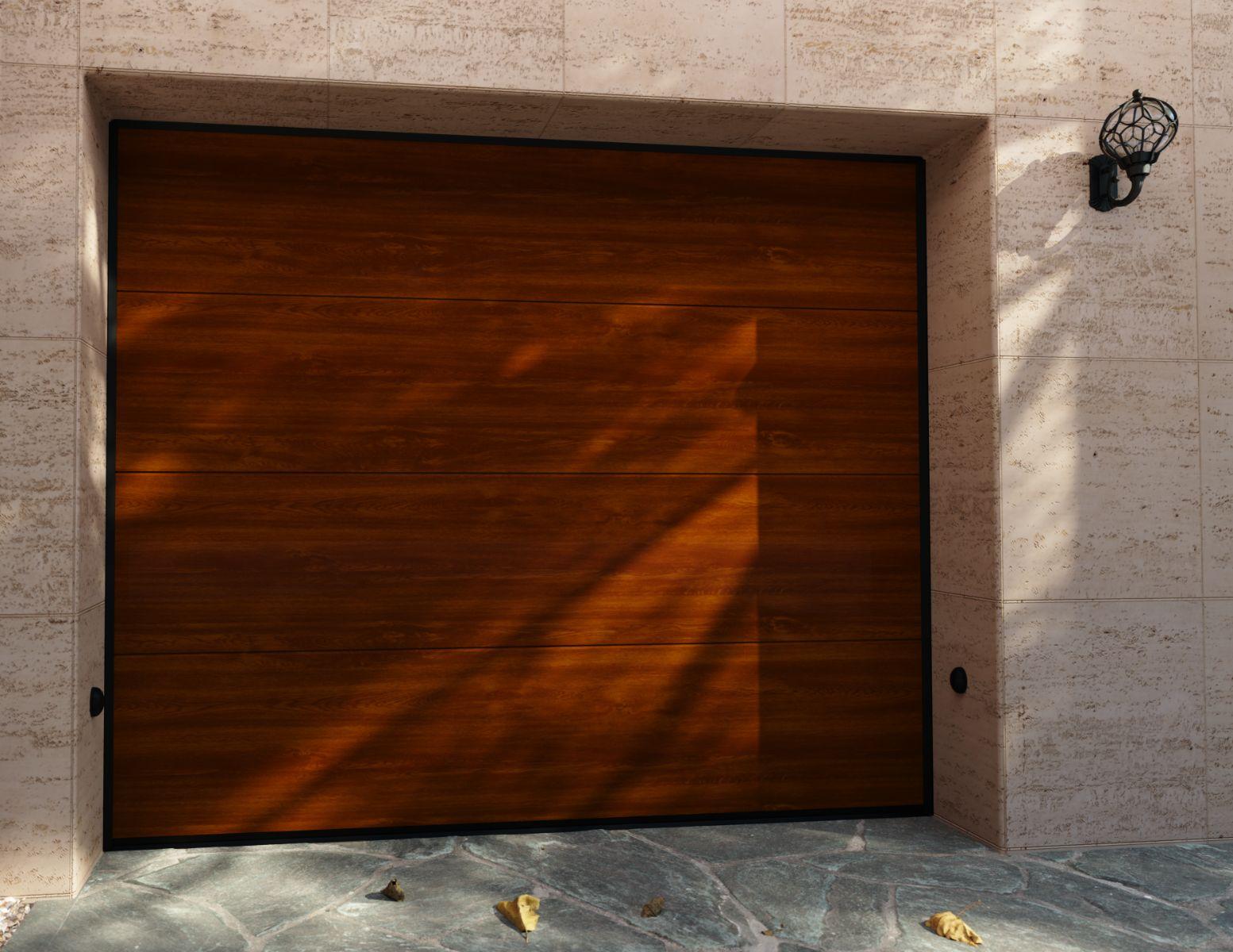 Porte de garage sectionnelle panneaux lisses imitation bois - Triglav