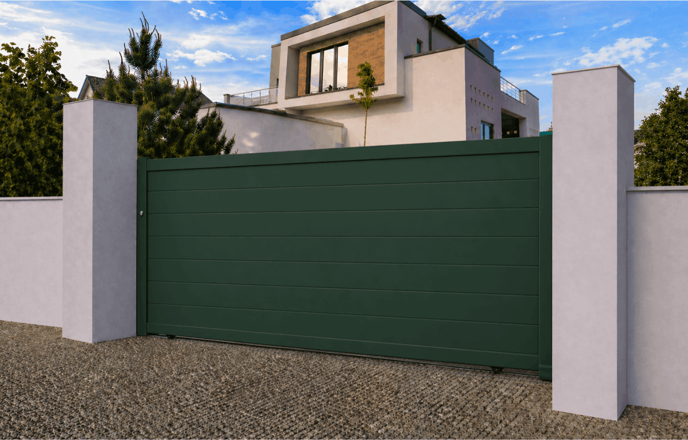 Portail coulissant aluminium plein - Limousin