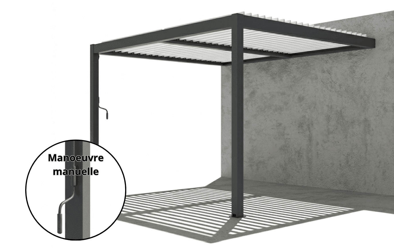 Pergola bioclimatique manuelle adossée - Mercure