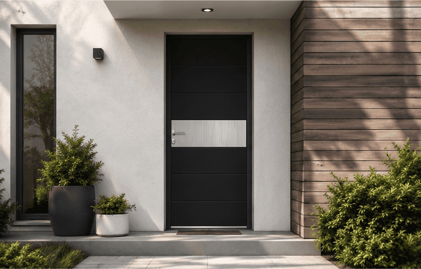 Porte d'entrée aluminium panneau plein alunox - Parnasse