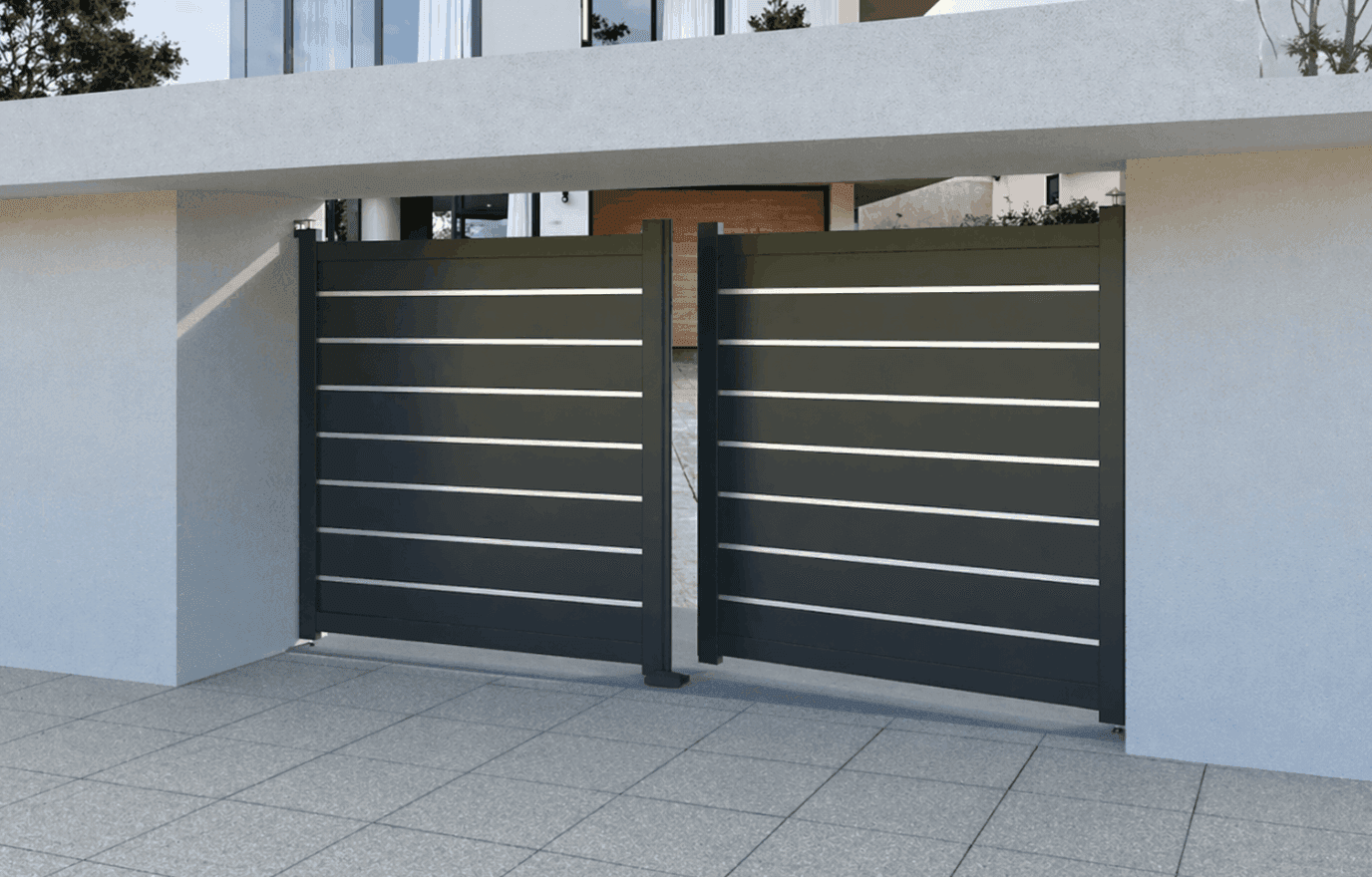 Portail battant aluminium motorisé - Galerne