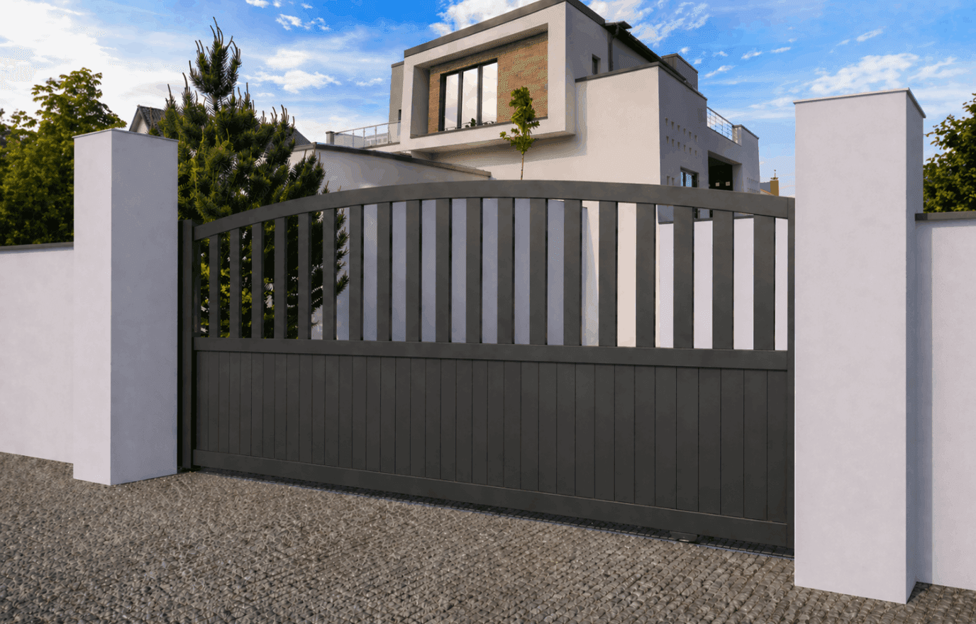 Portail coulissant aluminium ajouré - Mousson