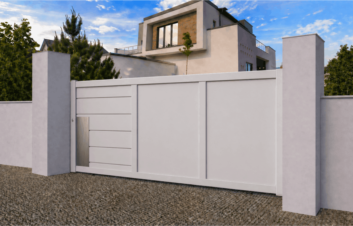 Portail coulissant aluminium plein alunox - Cers