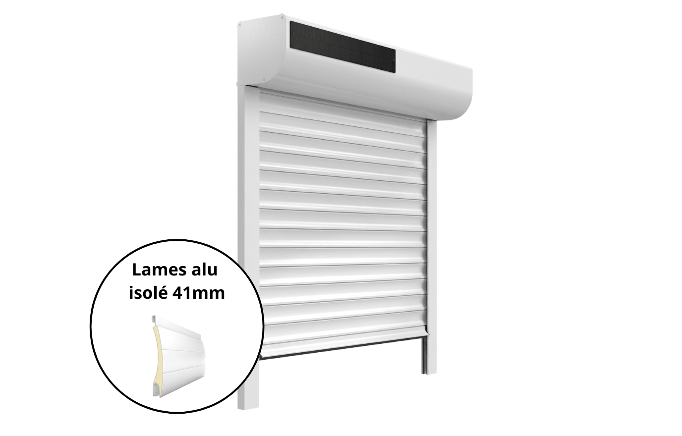 Volet Roulant rénovation Solaire - Lames en aluminium isolé de 41mm