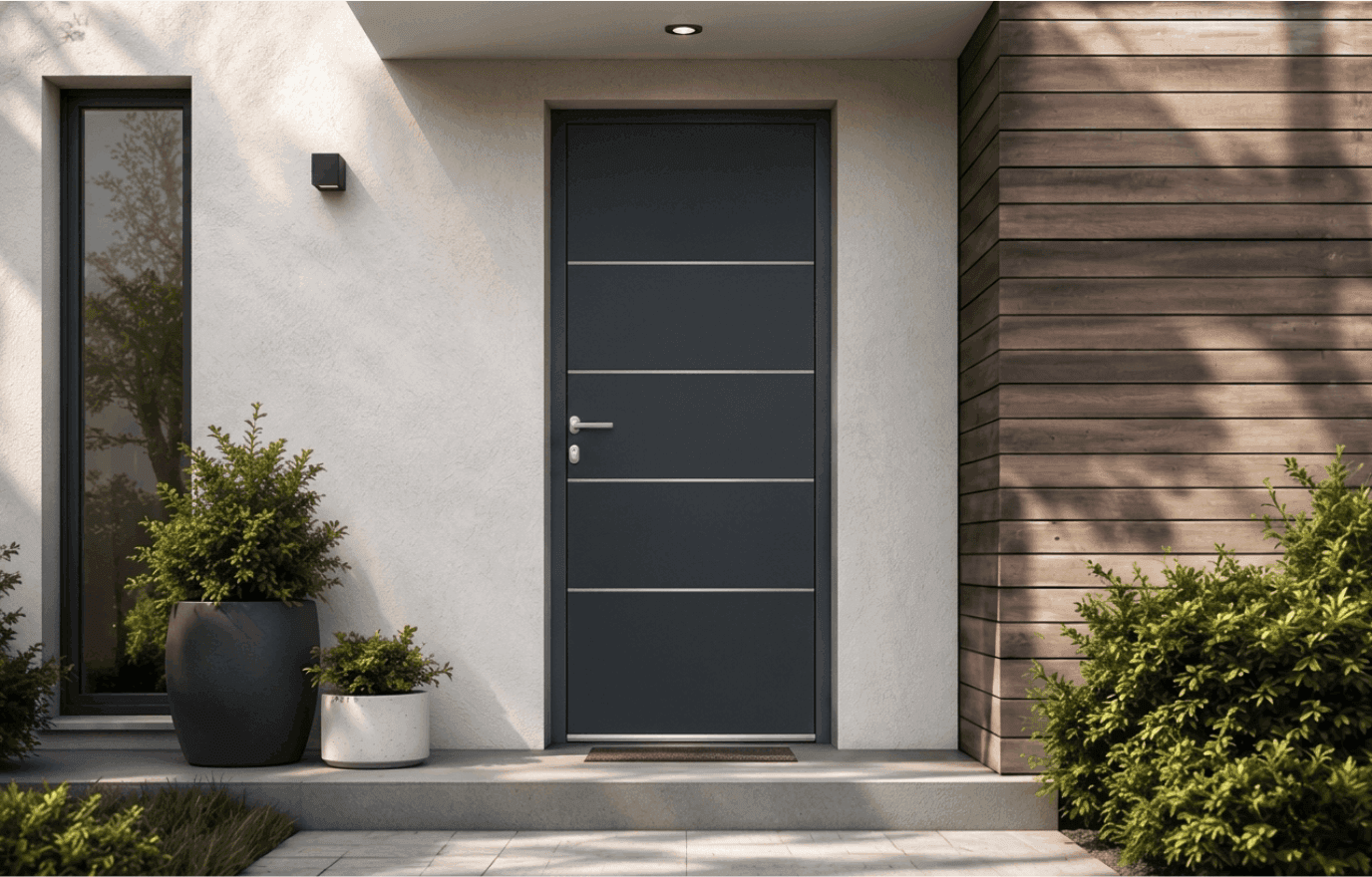 Porte d'entrée aluminium panneau plein alunox - Ouréa