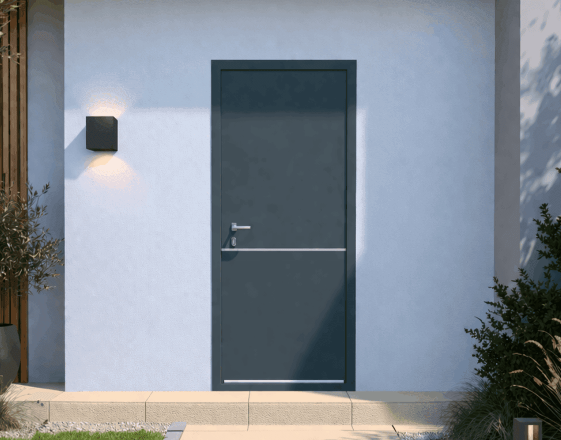 Porte d'entrée aluminium panneau plein alunox - Vyrta