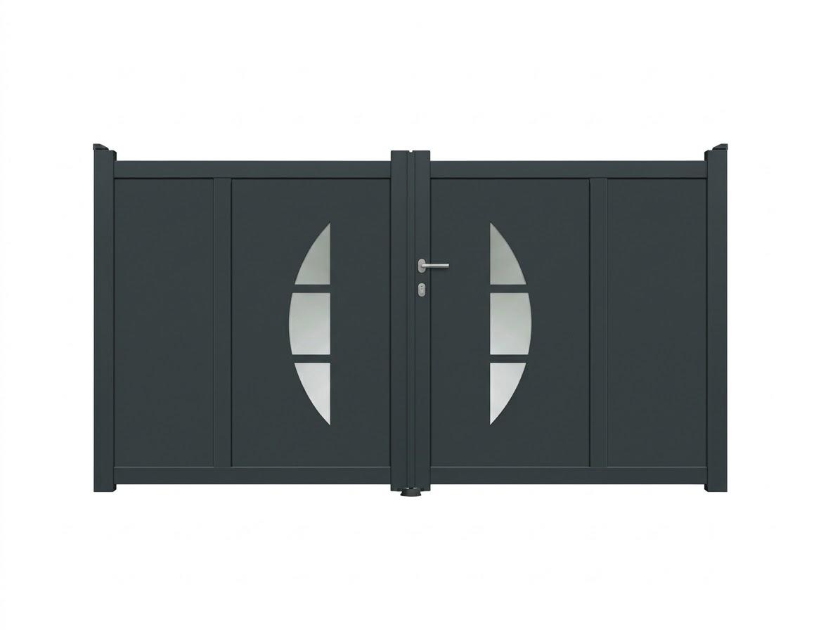 Portail battant aluminium vitré - Midi
