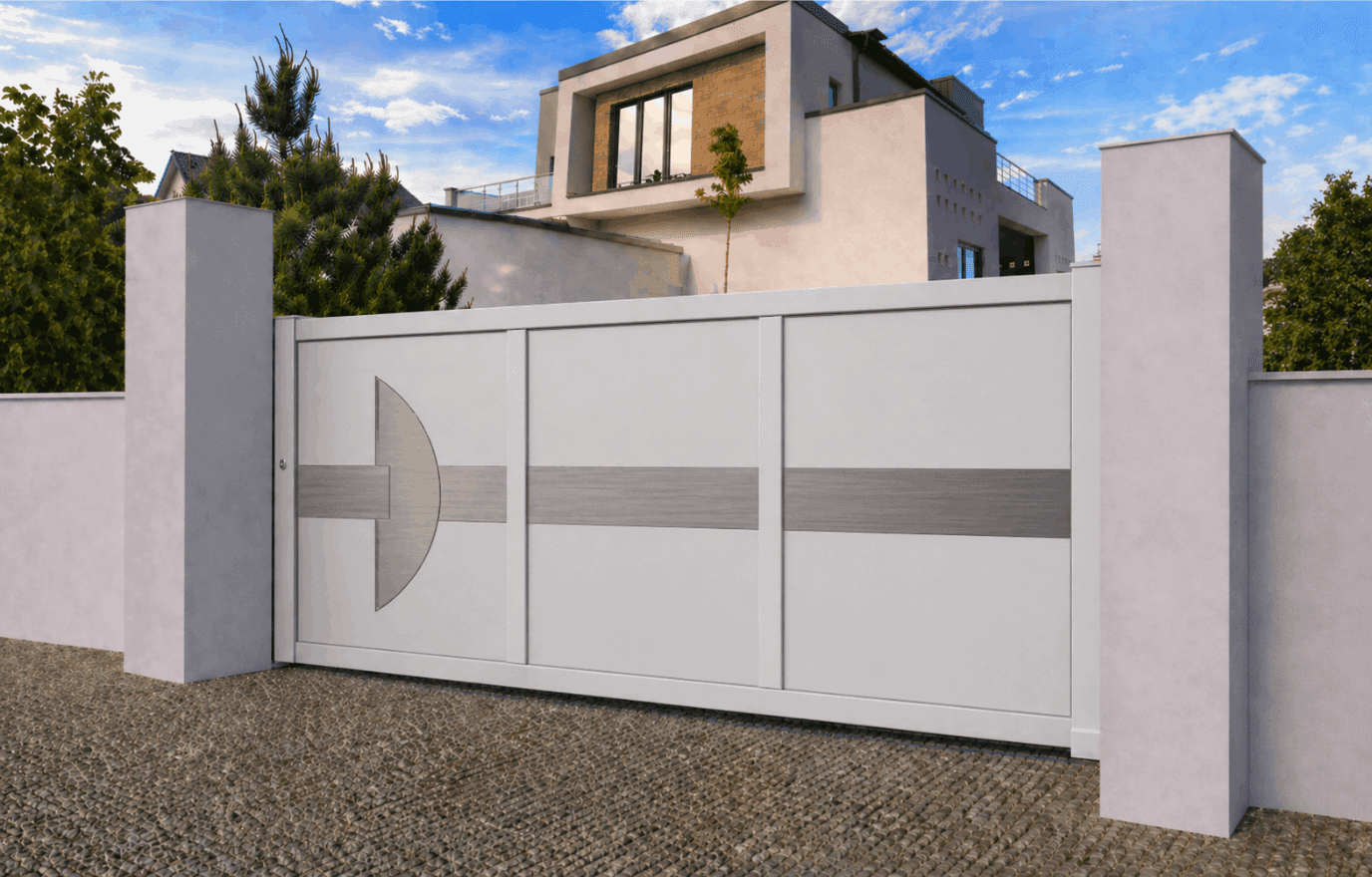Portail coulissant aluminium vitré alunox - Garbi