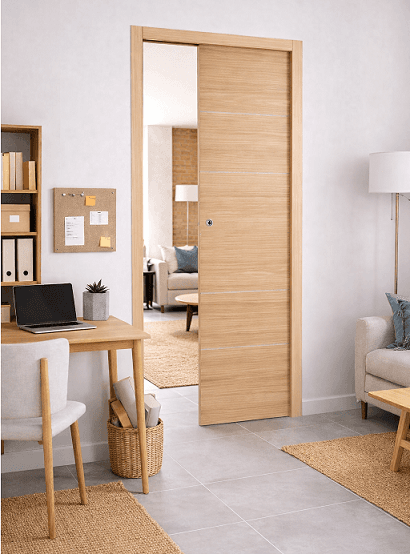 Porte coulissante à galandage TL07 – Intérieur avec cadre