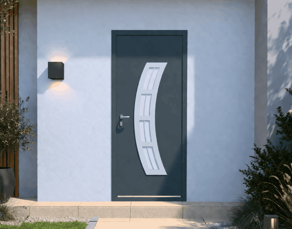 Porte d'entrée aluminium panneau vitré - Neptune
