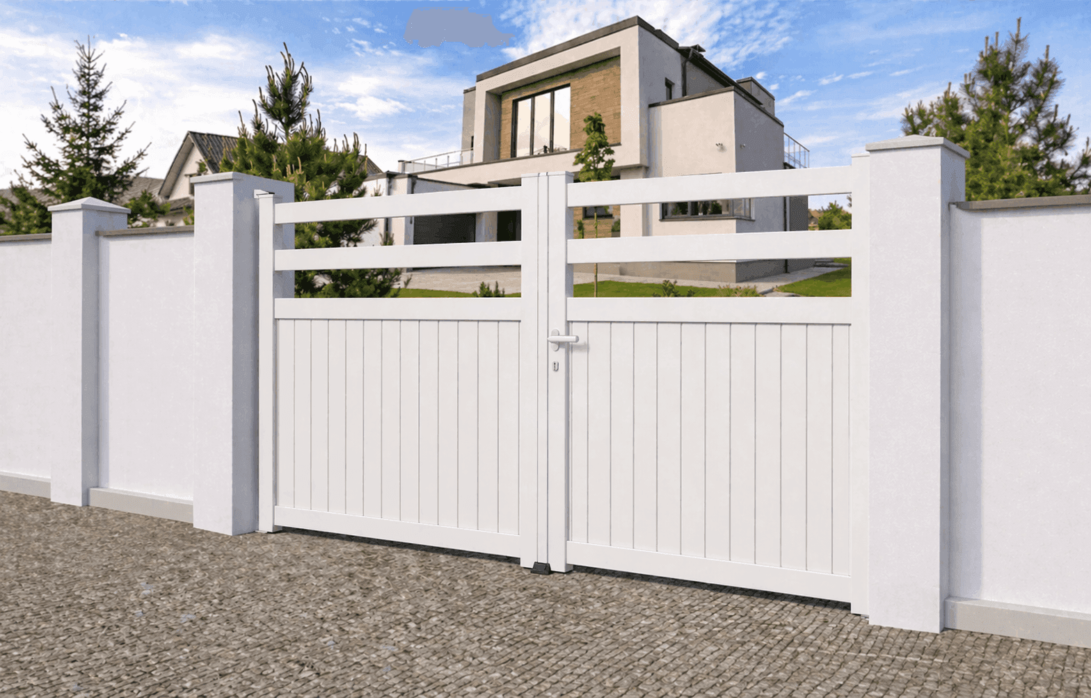 Portail battant aluminium semi-ajouré - Zef