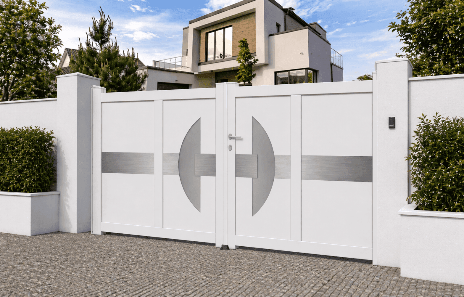 Portail battant aluminium vitré alunox - Garbi