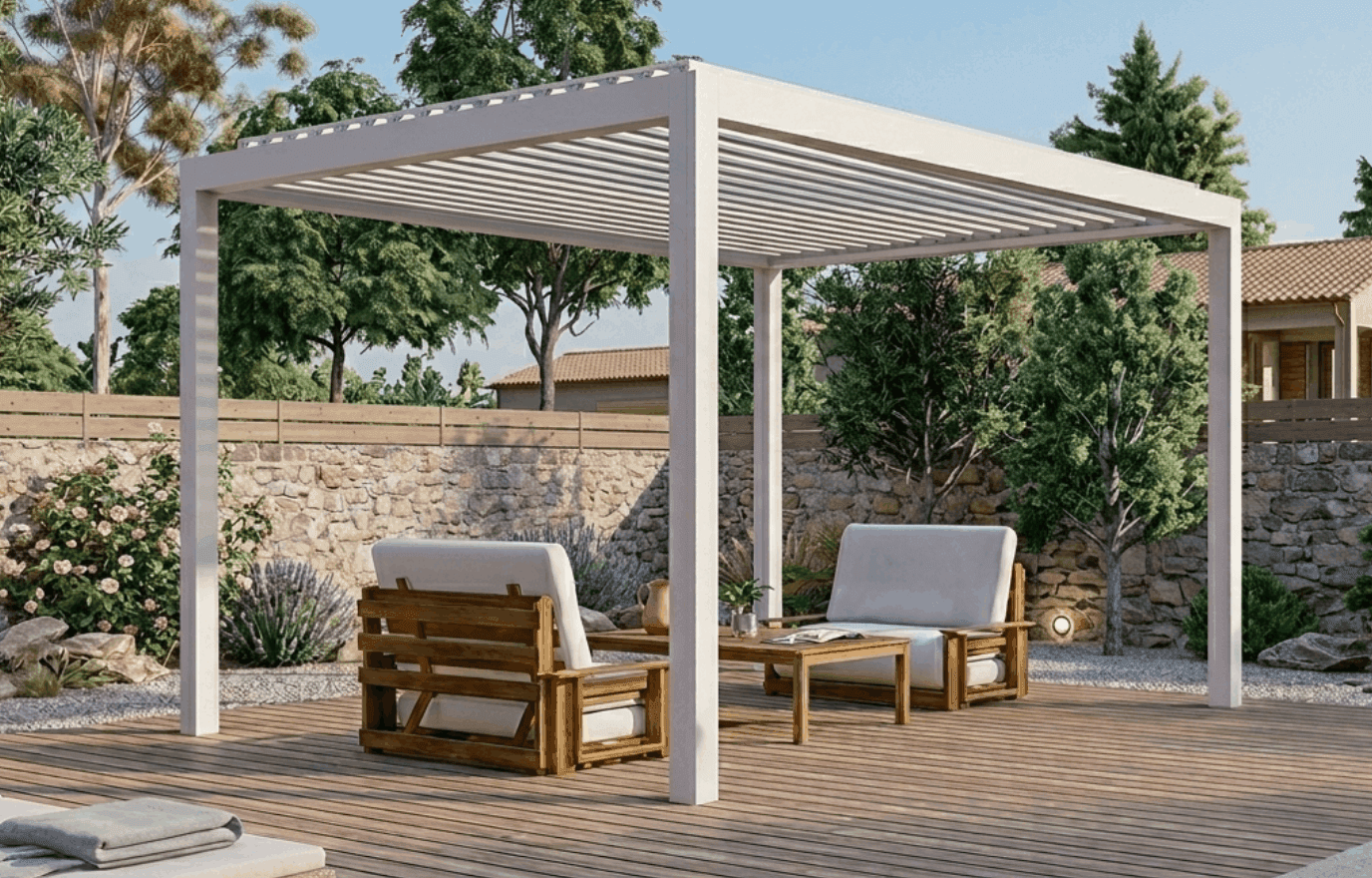 Pergola bioclimatique motorisée autoportante - Saturne