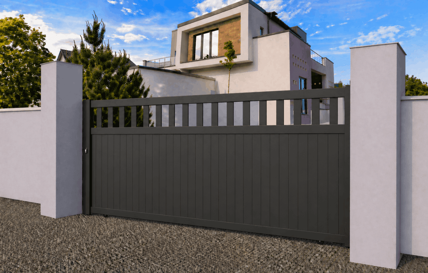 Portail coulissant aluminium manuel - Grec