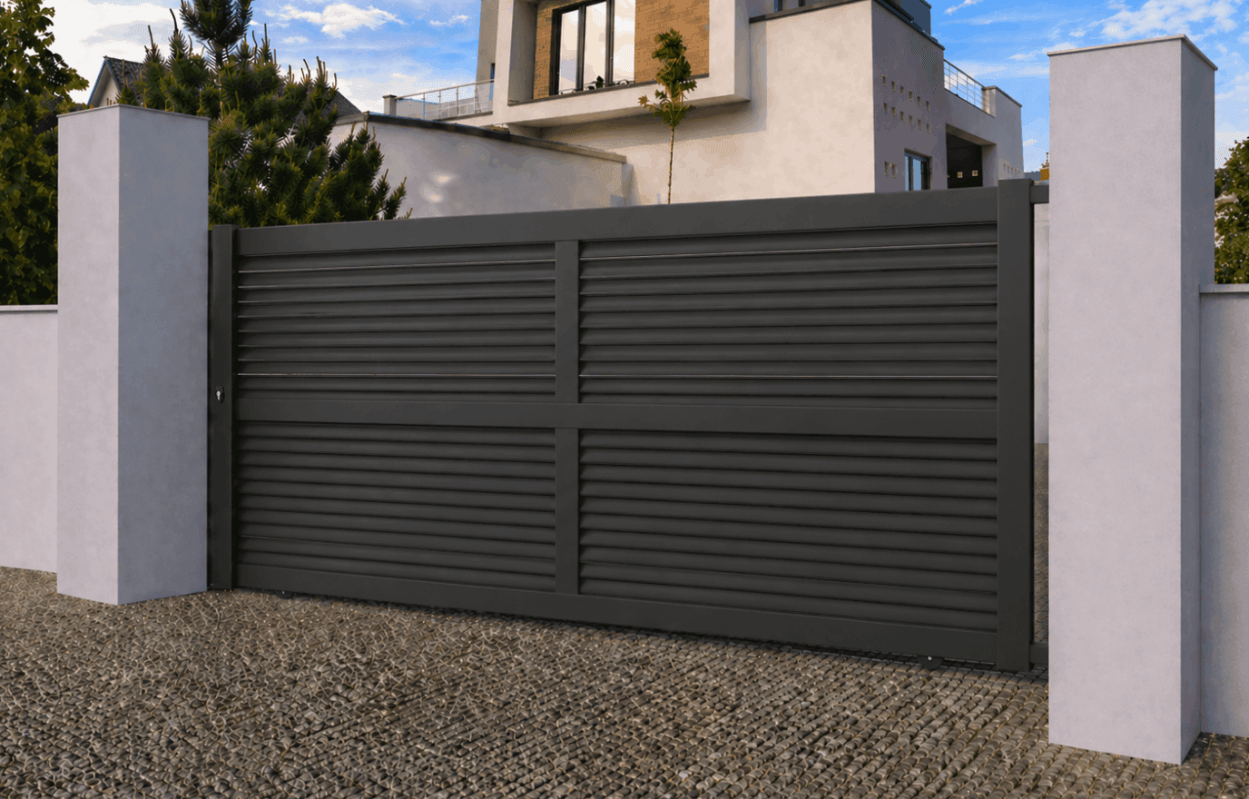 Portail coulissant aluminium manuel - Notus