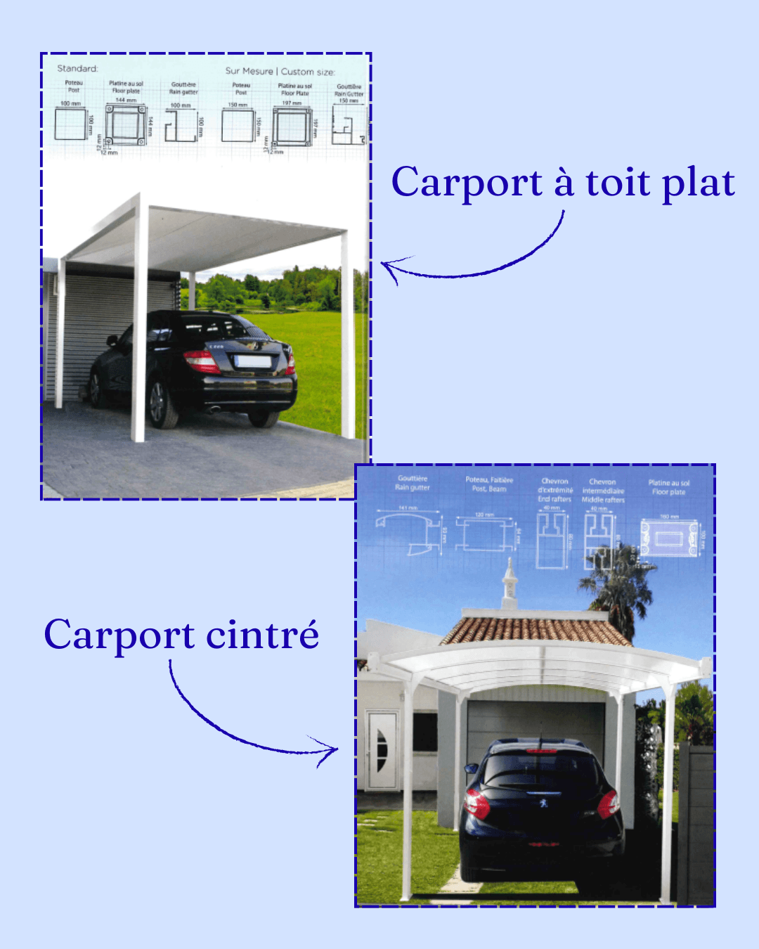 Carport à toit plat / Carport cintré