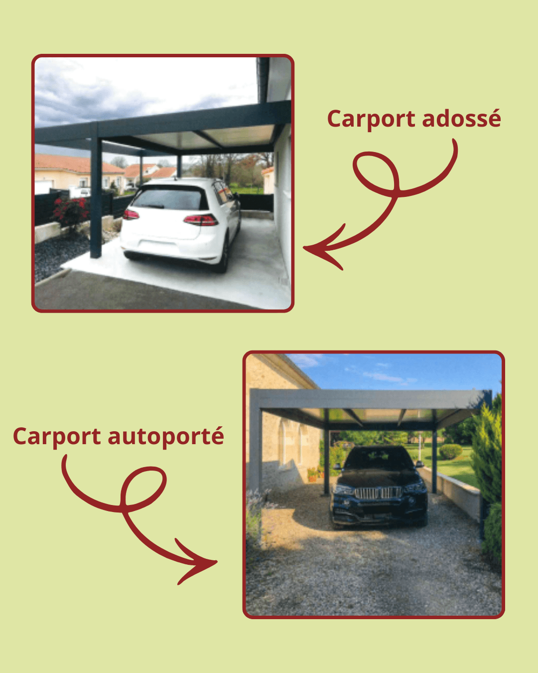 Carport adossé / Carport autoporté