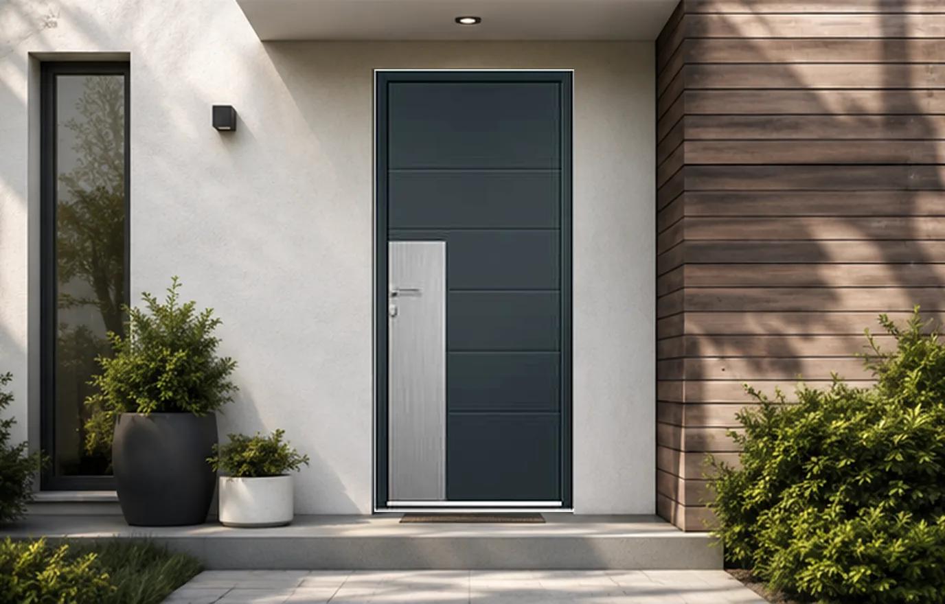 Porte d'entrée aluminium panneau plein alunox - Zeus