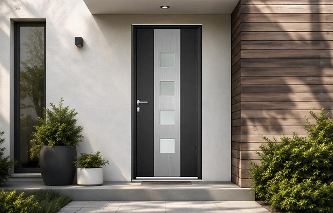 Porte d'entrée aluminium panneau vitré - Visio