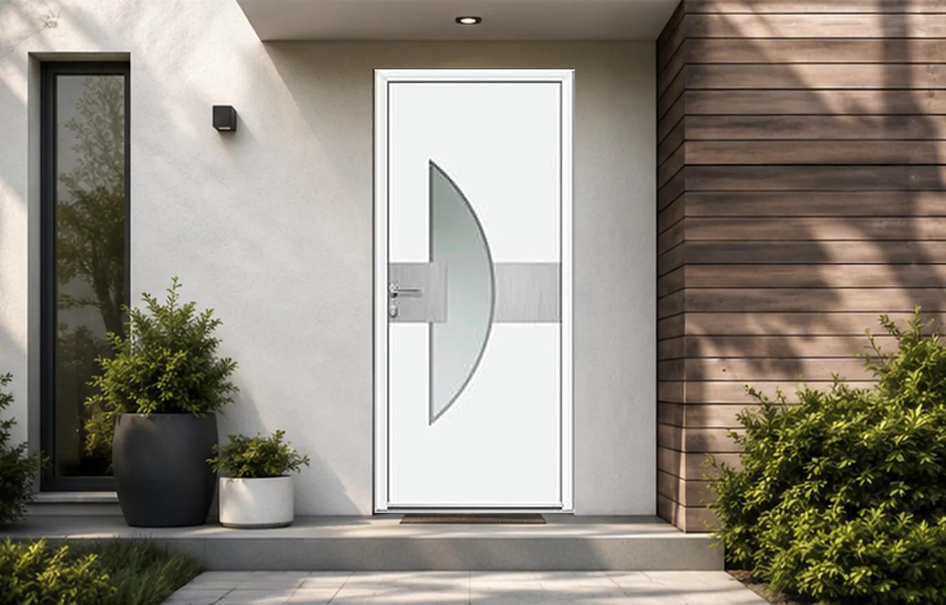 Porte d'entrée aluminium panneau vitré - Luna