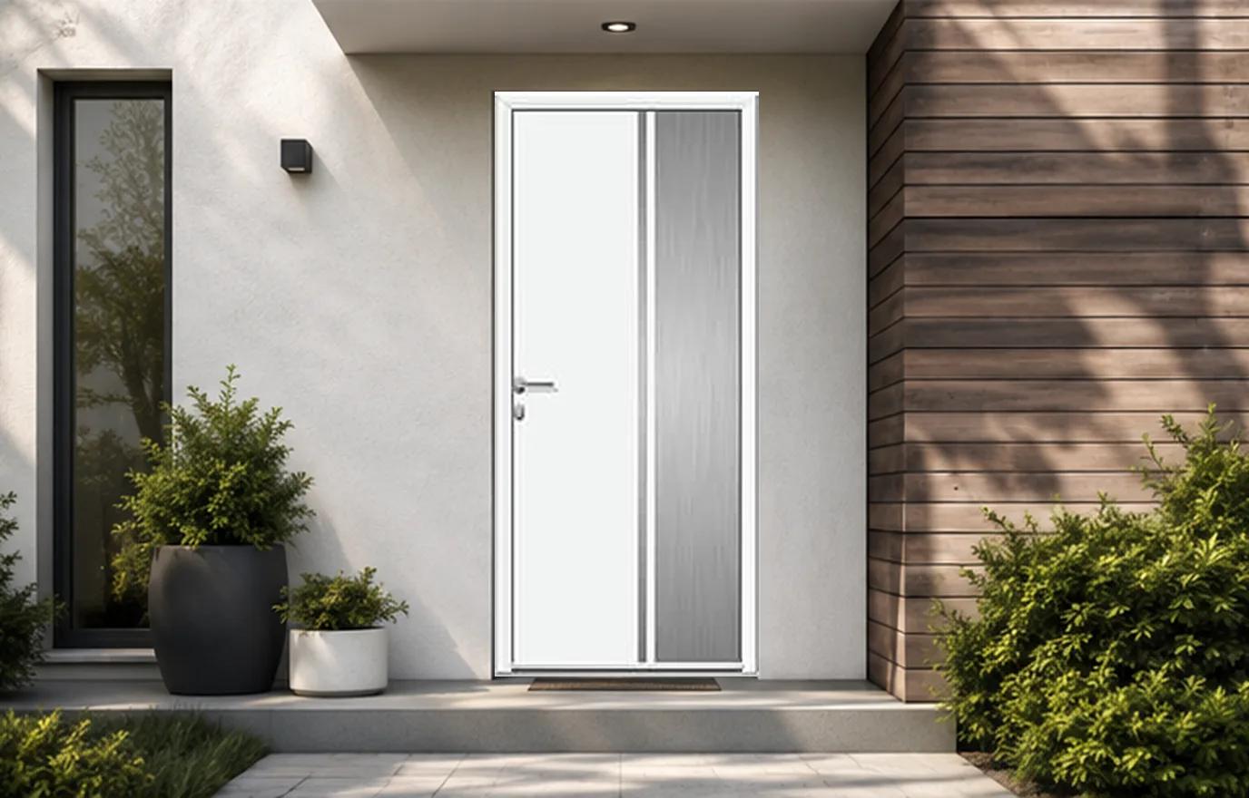 Porte d'entrée aluminium panneau plein alunox - Mercure
