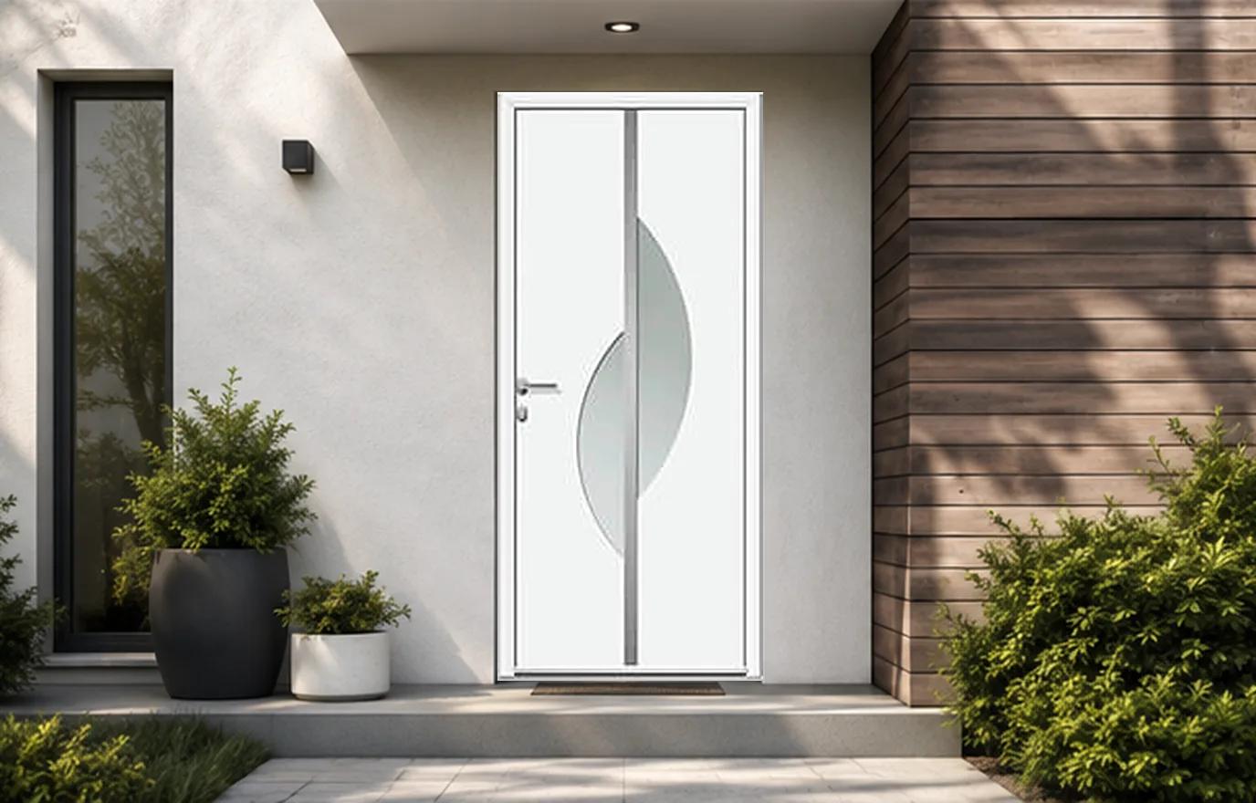 Porte d'entrée aluminium panneau vitré - Eris